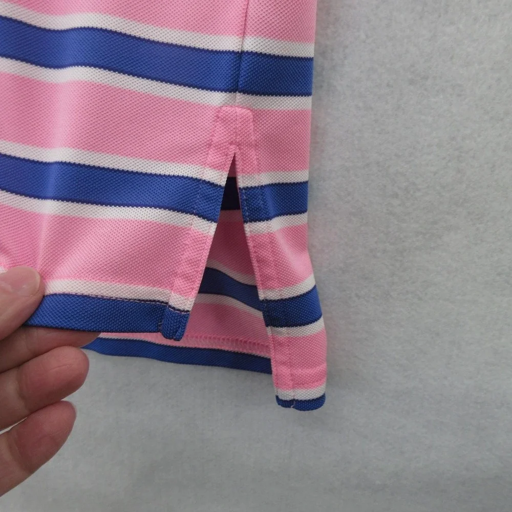 RLX Ralph Lauren Polo Shirt Mens Large Pink Striped Nicklaus North Whistler Golf